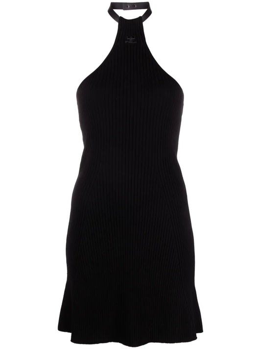 Ribbed-Knit Halterneck Minidress