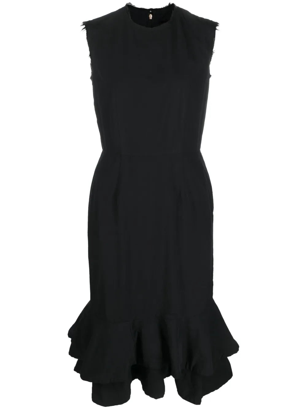 Sleeveless Ruffle-Trim Midi Dress