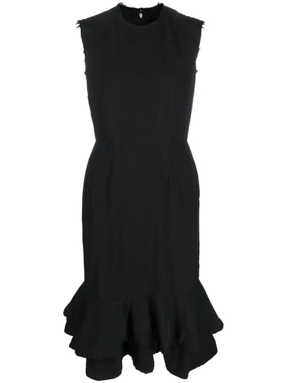 Sleeveless Ruffle-Trim Midi Dress