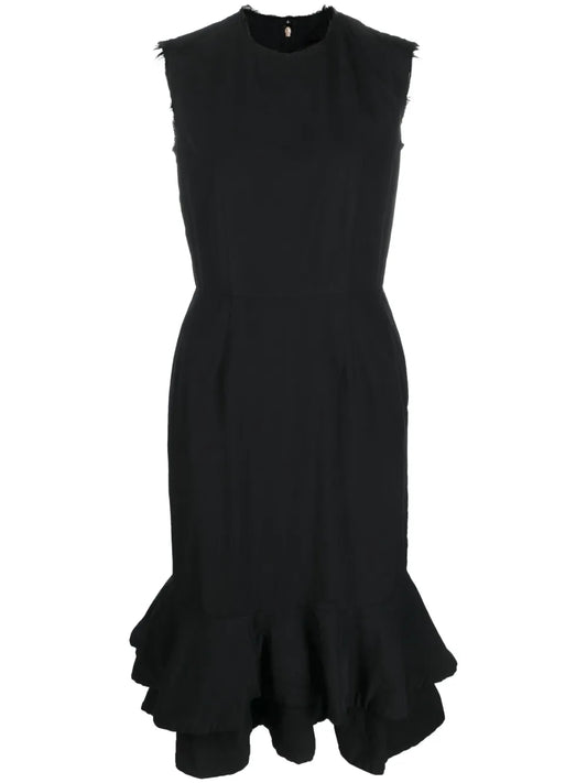 Sleeveless Ruffle-Trim Midi Dress