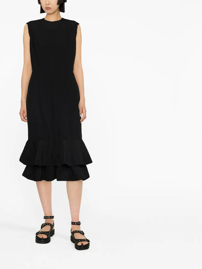 Sleeveless Ruffle-Trim Midi Dress