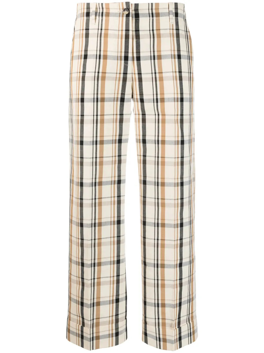 Plaid-Check Pattern Cropped Trousers