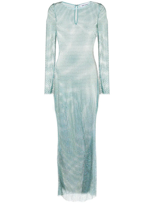 Rhinestone-Embellished Fishnet Dress