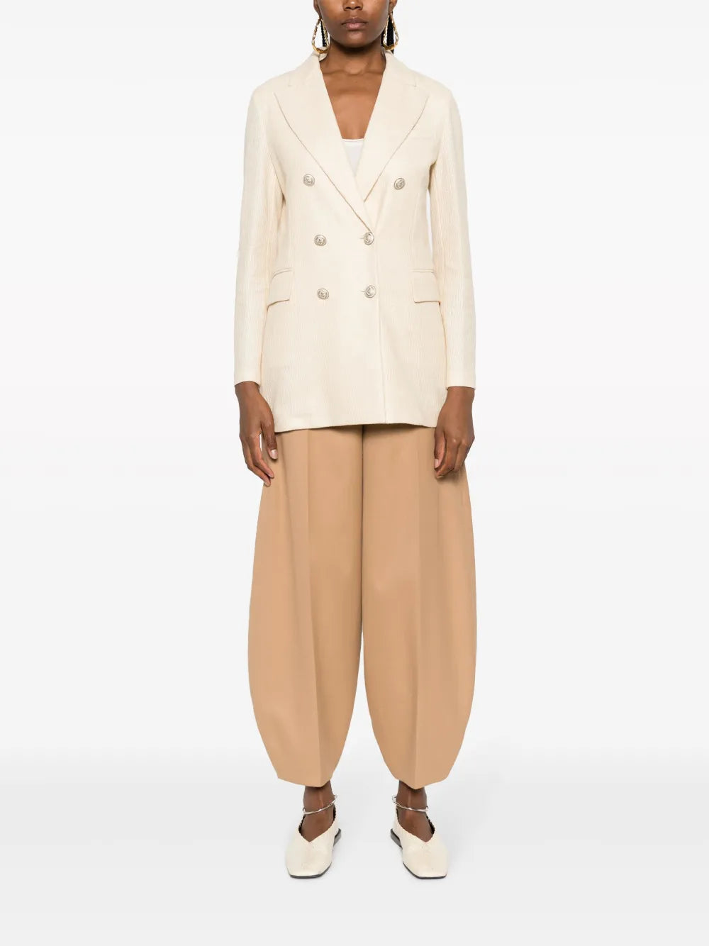 Double-Breasted Textured Blazer