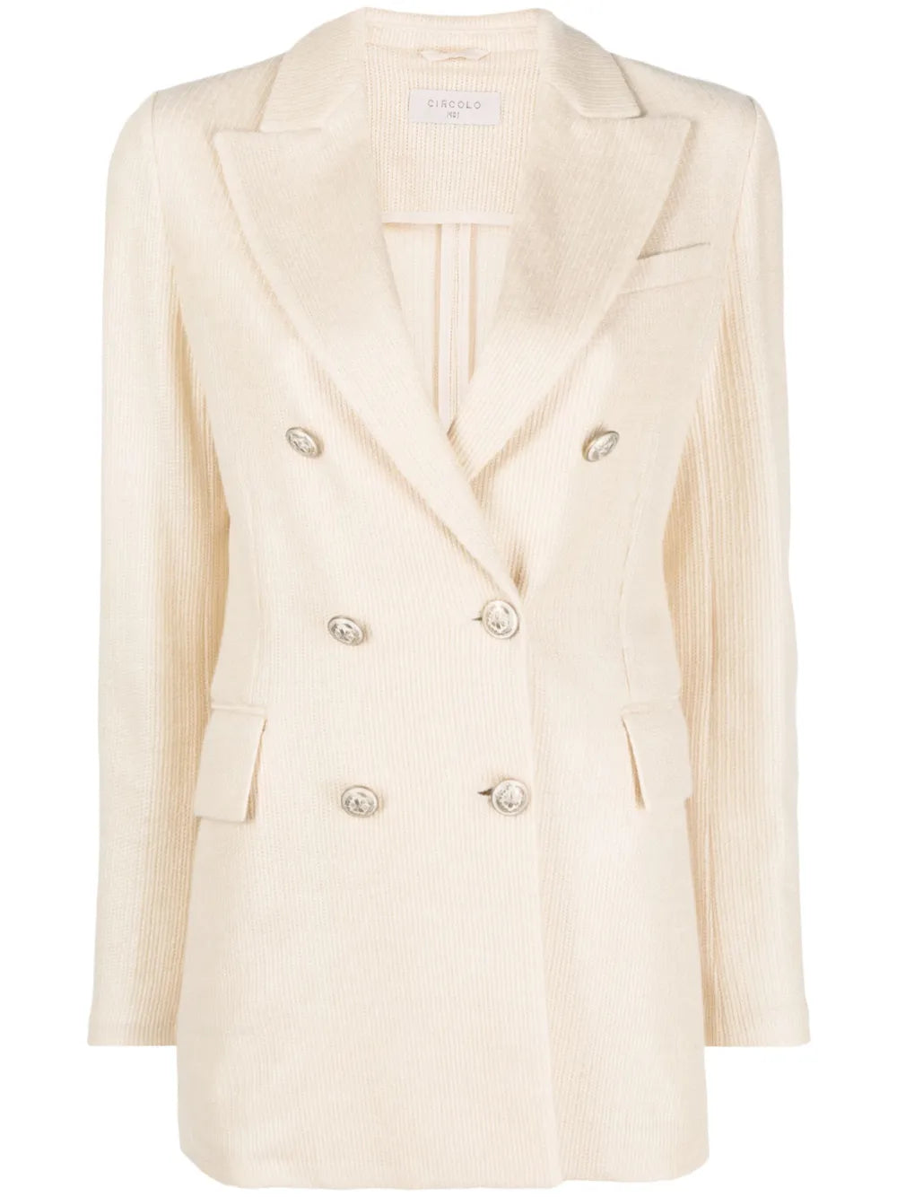 Double-Breasted Textured Blazer