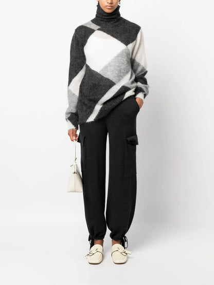 Colour-Block Roll-Neck Jumper