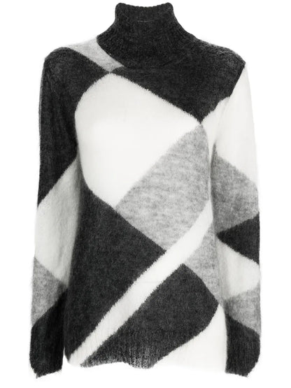 Colour-Block Roll-Neck Jumper