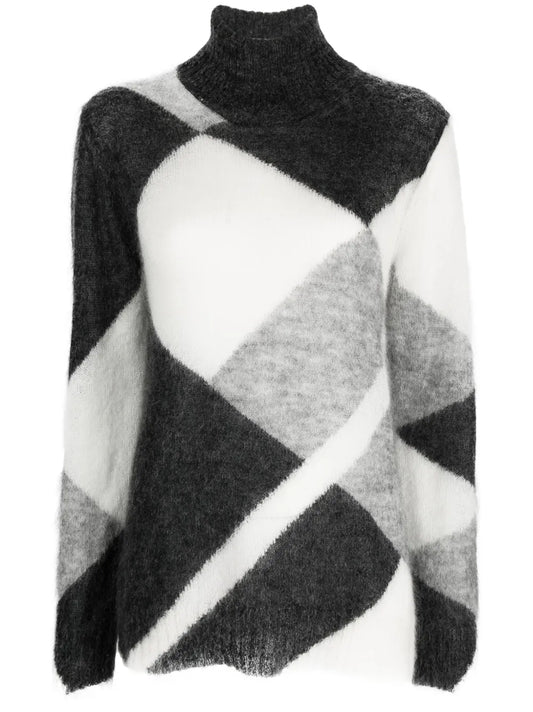 Colour-Block Roll-Neck Jumper