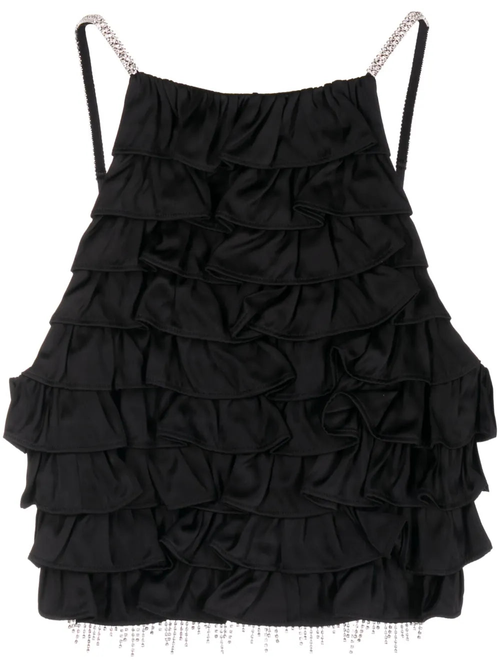 Crystal-Embellished Tiered Cropped Top