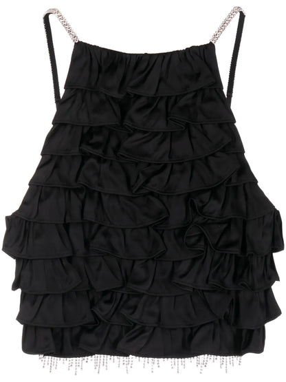 Crystal-Embellished Tiered Cropped Top