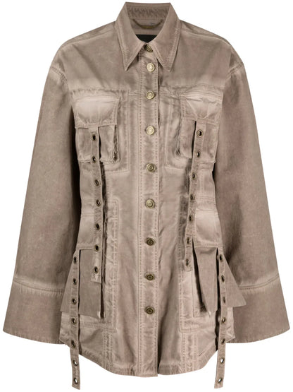 Eyelet-Embellished Denim Jacket