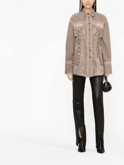 Eyelet-Embellished Denim Jacket
