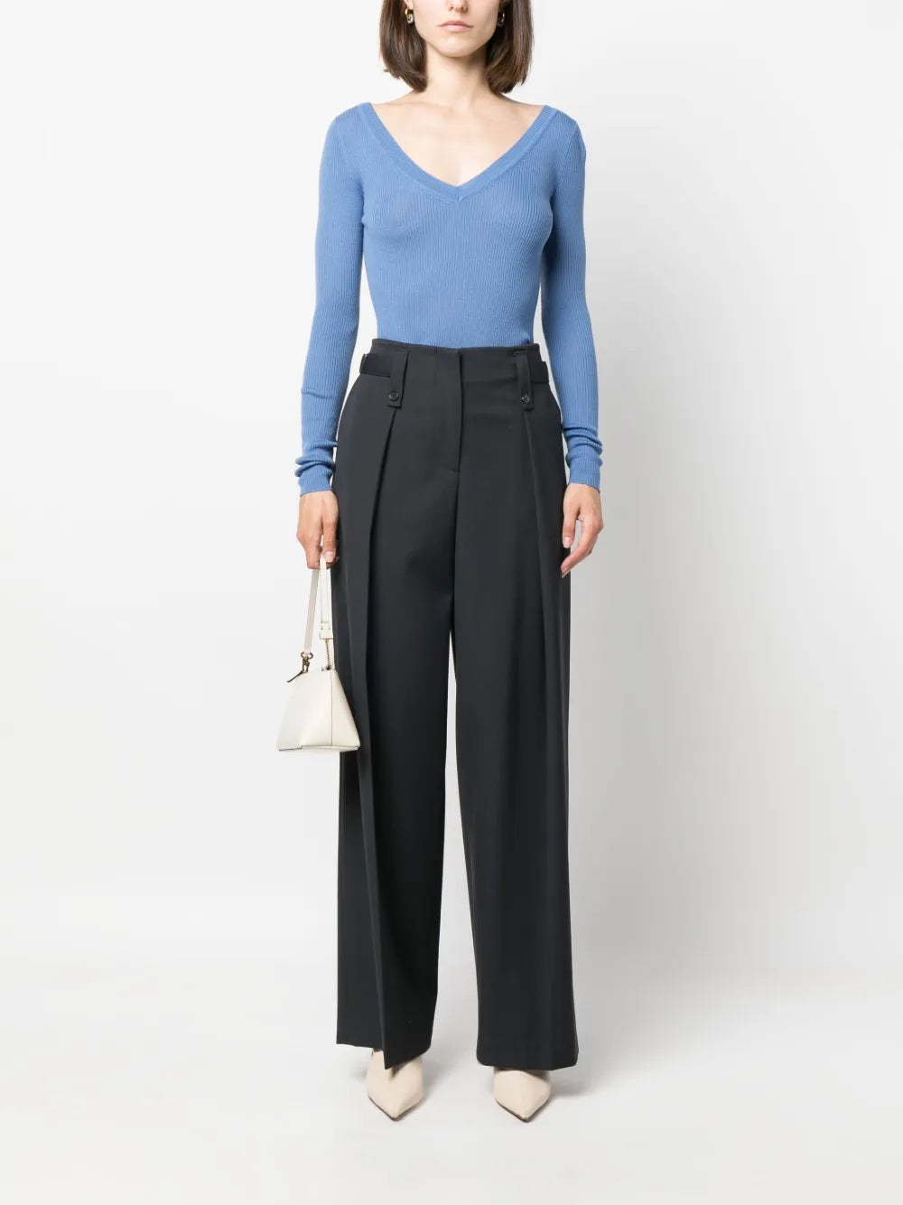 V-Neck Ribbed Wool Jumper