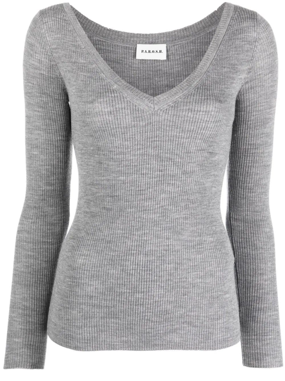 V-Neck Ribbed Wool Jumper