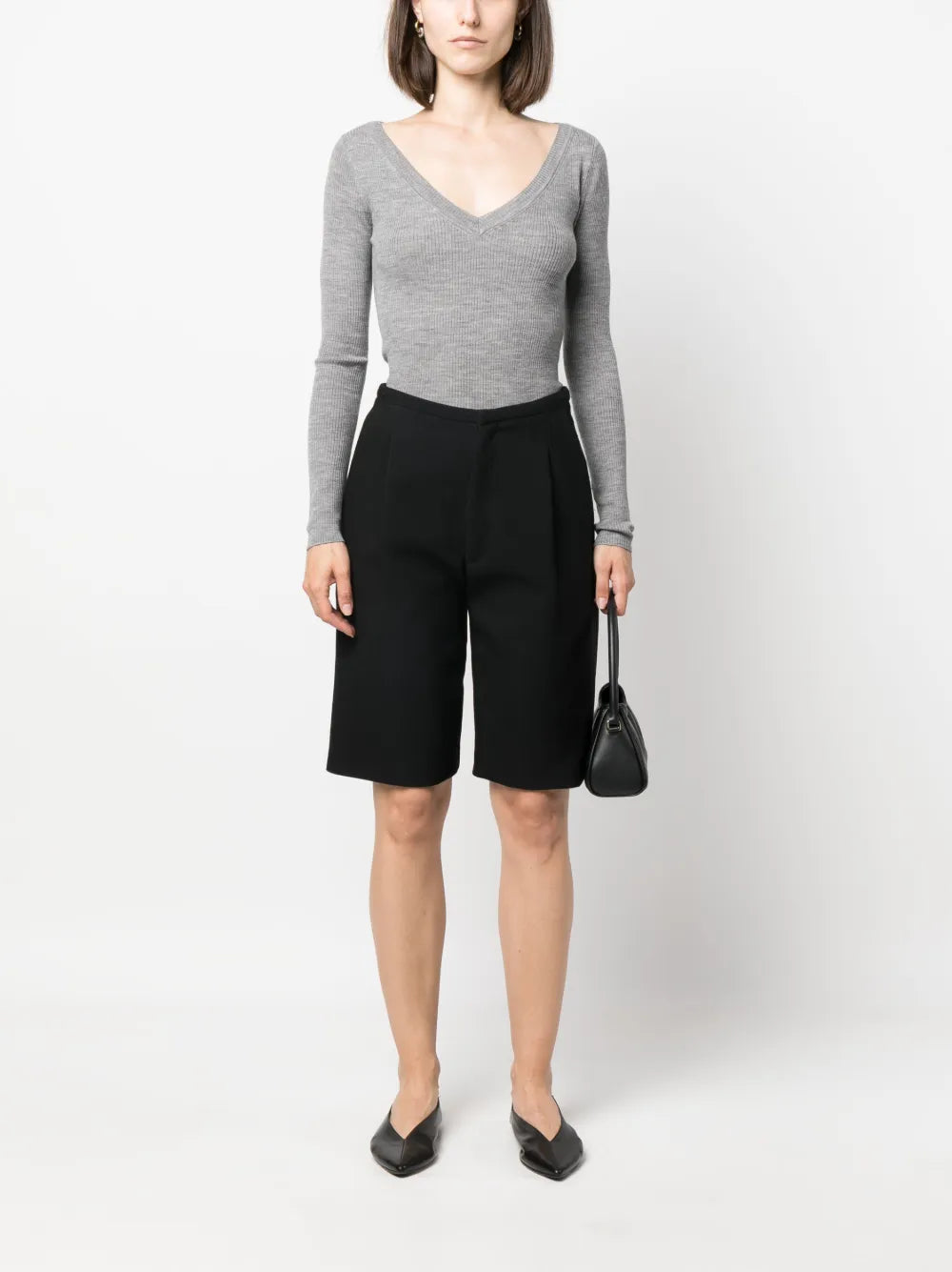 V-Neck Ribbed Wool Jumper