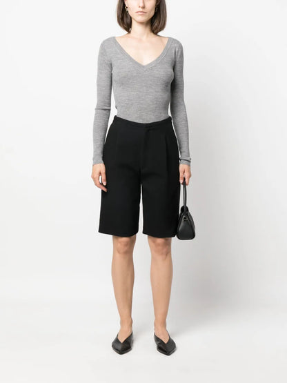 V-Neck Ribbed Wool Jumper
