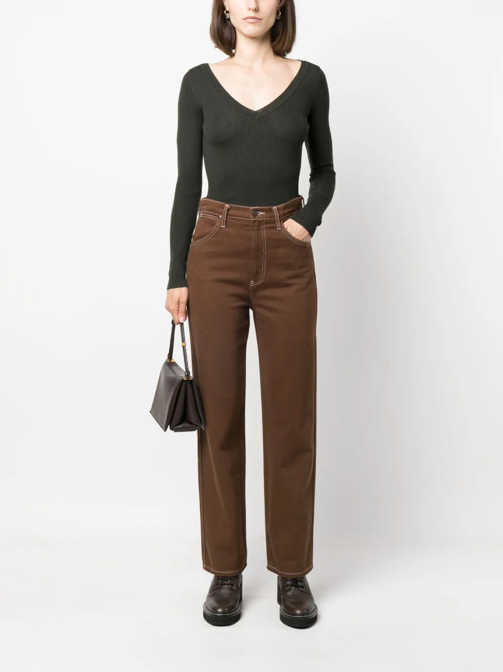 V-Neck Ribbed Wool Jumper