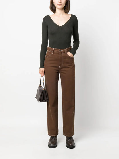 V-Neck Ribbed Wool Jumper