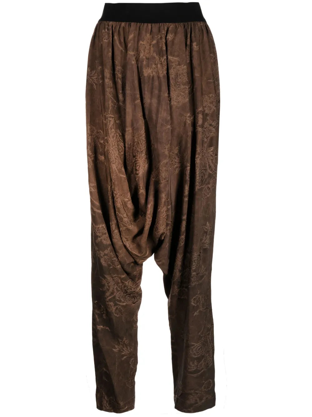 Floral-Embroidered Drop-Crotch Trousers