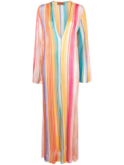 V-Neck Striped Maxi Dress
