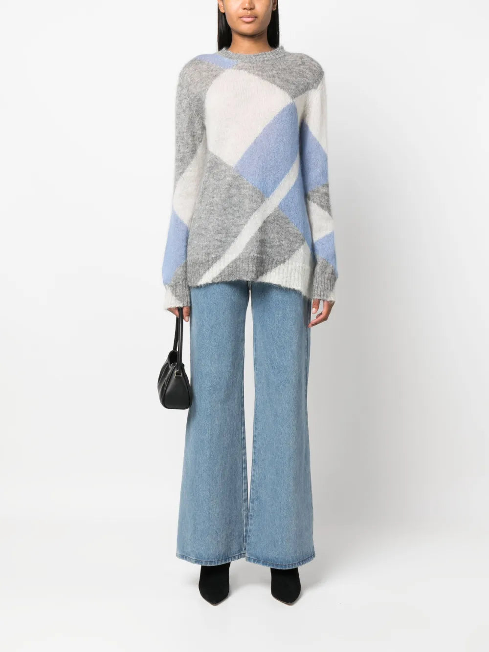 Geometric-Pattern Crew-Neck Jumper
