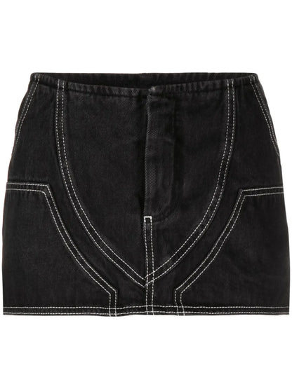Contrast Stitching Mini Skirt