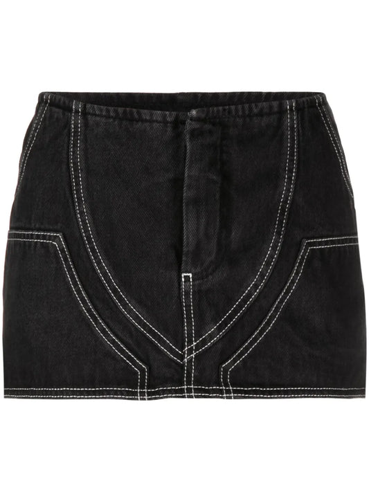 Contrast Stitching Mini Skirt