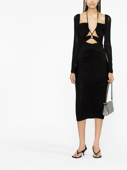 Cut-Out Lace-Up Midi Dress