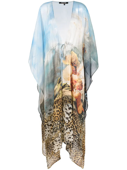 Graphic-Print Silk Kaftan