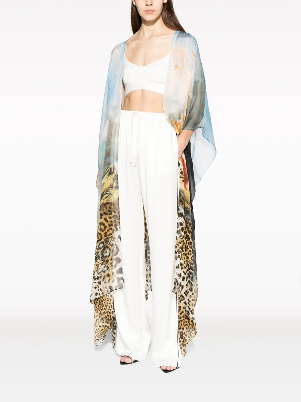Graphic-Print Silk Kaftan