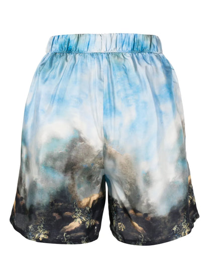 Graphic-Print Silk Shorts