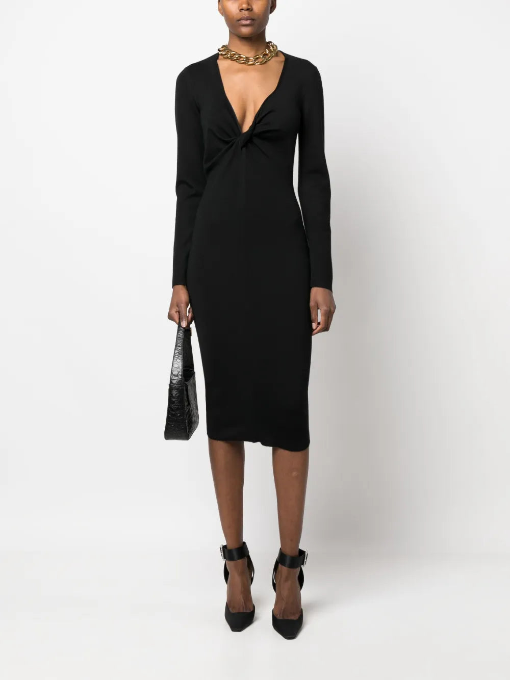 V-Neck Knitted Dress