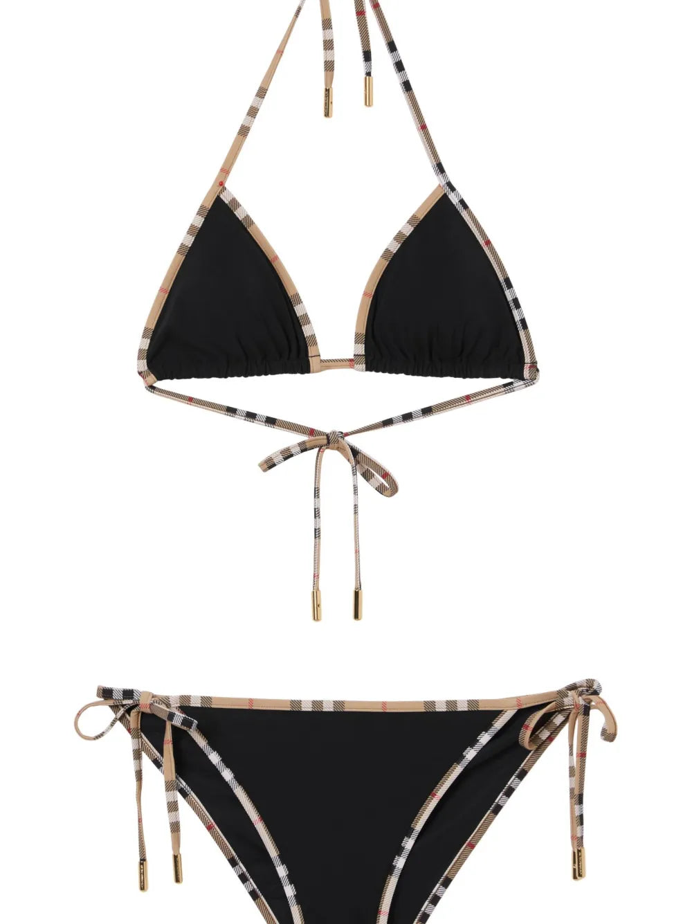 Vintage Check-Trim Triangle Bikini