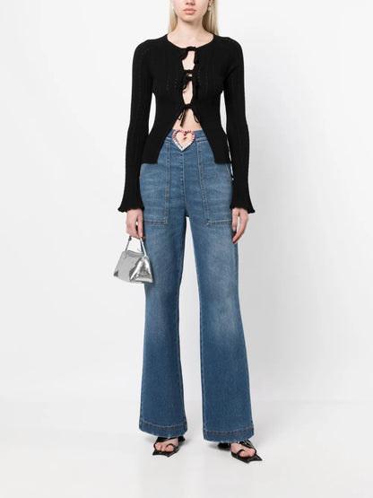 Tied-Up Cotton Cardigan