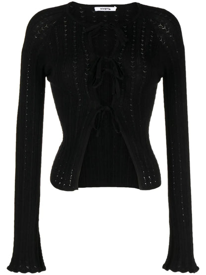 Tied-Up Cotton Cardigan