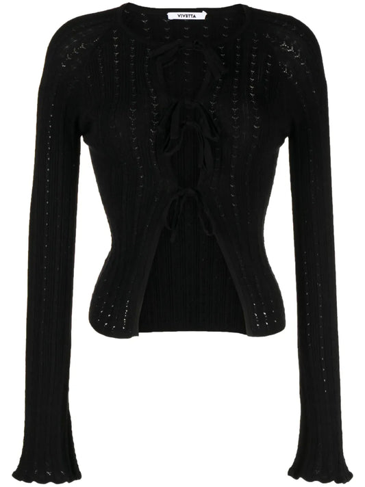 Tied-Up Cotton Cardigan