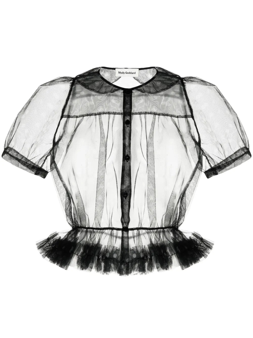 Ruffled Polka-Dot Tulle Shirt