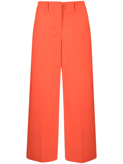 High-Waisted Cotton Trousers