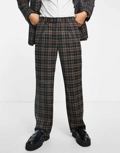 Check Wide Leg Trousers