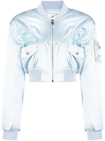 Cut-Out Cropped Bomber Jacket
