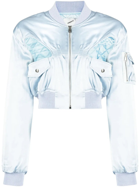 Cut-Out Cropped Bomber Jacket