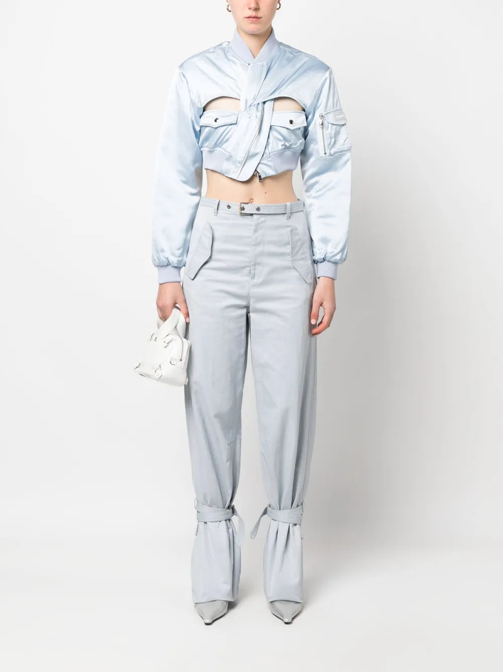 Cut-Out Cropped Bomber Jacket