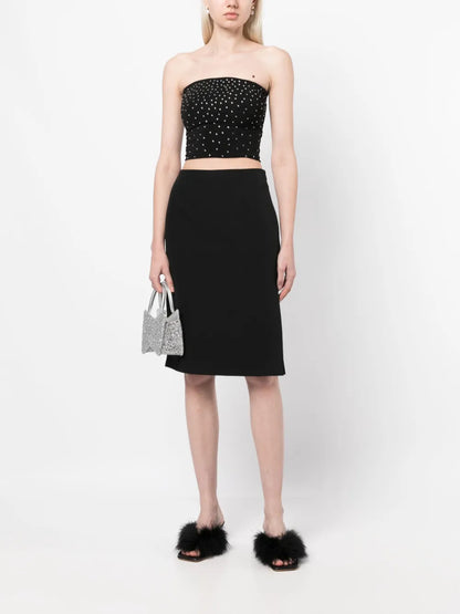 Slit Mid-Length Pencil Skirt