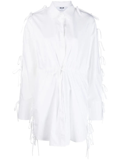 Bow-Embellished Cotton Shirtdress