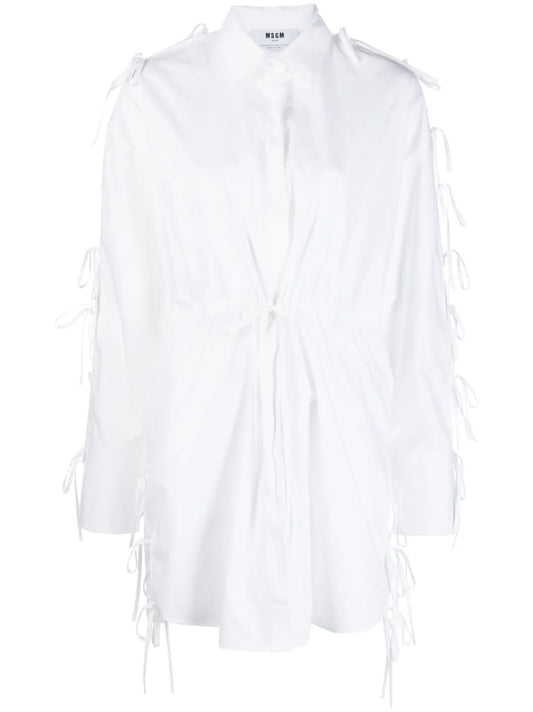 Bow-Embellished Cotton Shirtdress