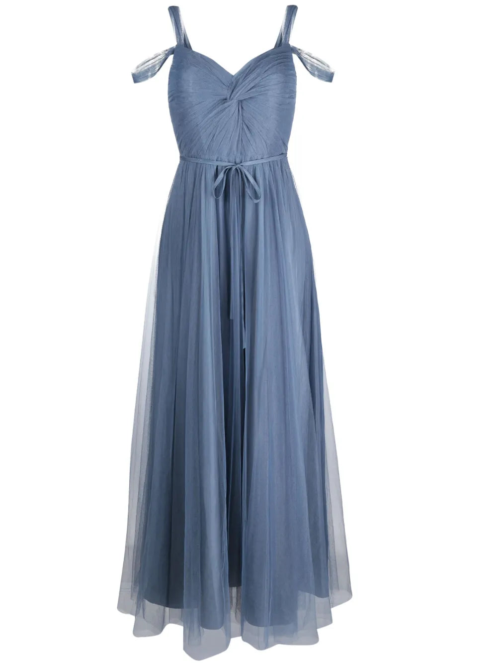 Jesi Off-Shoulder Twist-Detail Tulle Gown