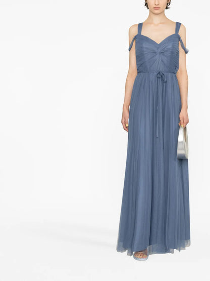 Jesi Off-Shoulder Twist-Detail Tulle Gown