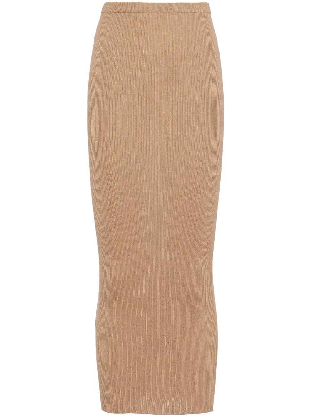 High-Rise Ribbed Silk Skirt