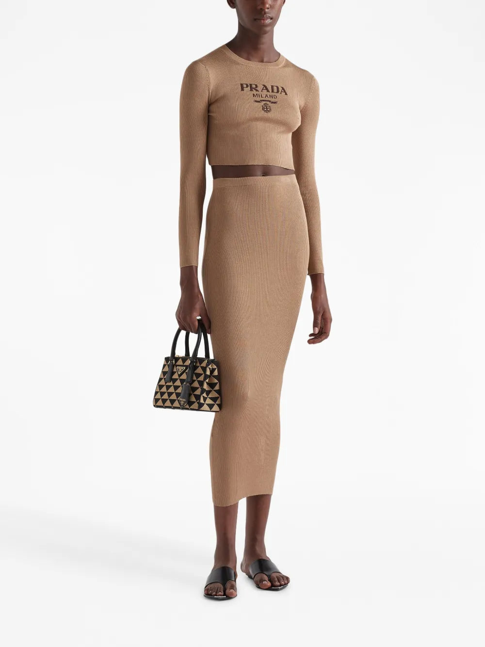 High-Rise Ribbed Silk Skirt