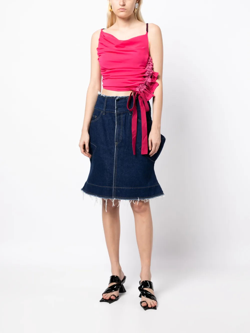 Logo-Patch Denim Skirt